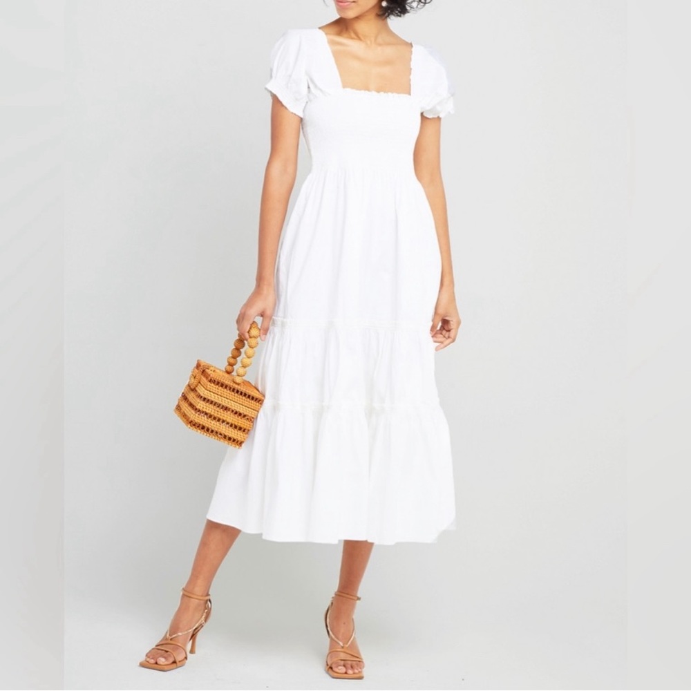 Opt White Tiered Dress